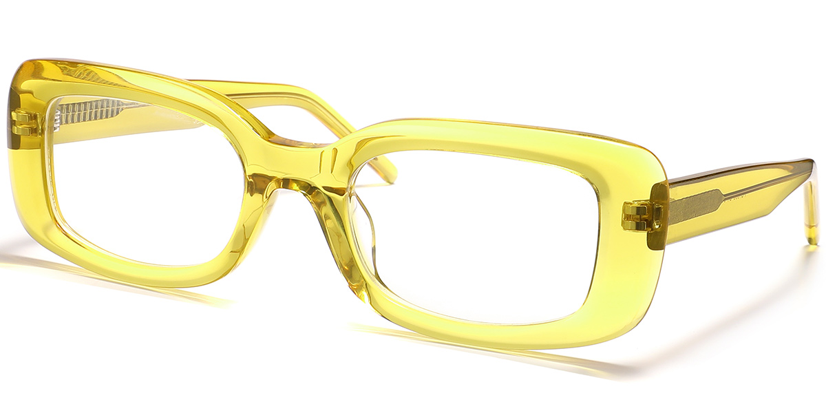 Acetate Rectangle Reading Glasses translucent-yellow