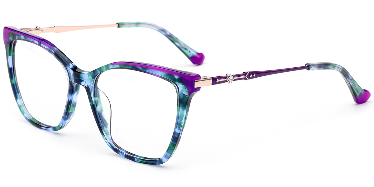 Acetate Square Reading Glasses pattern-purple