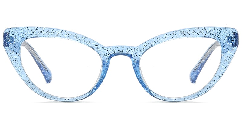 Cat Eye Reading Glasses glitter-blue