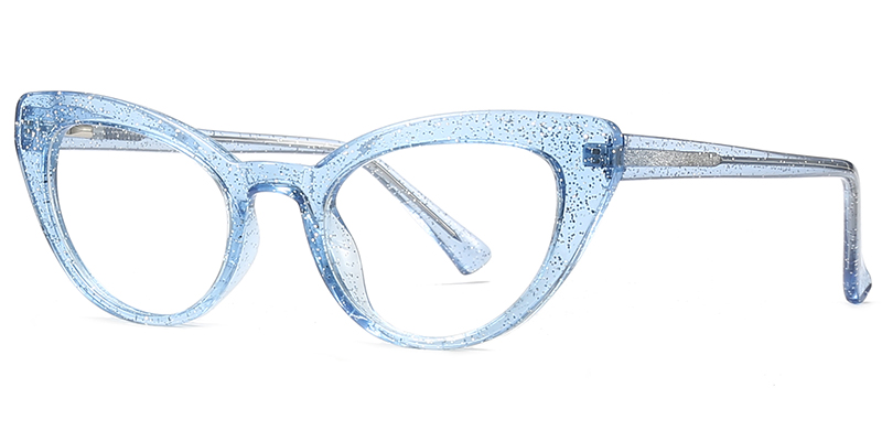 Cat Eye Reading Glasses glitter-blue