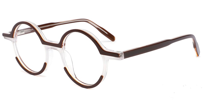 Acetate Round Reading Glasses pattern-brown