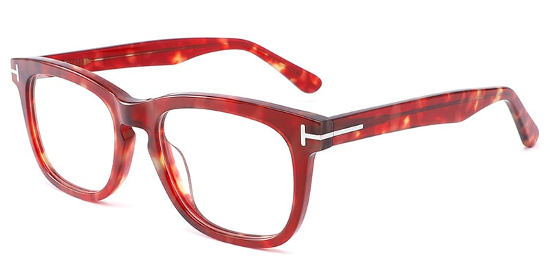 Acetate Rectangle Reading Glasses pattern-red