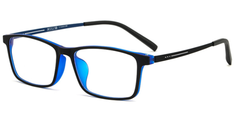Titanium Rectangle Eyeglasses black-blue