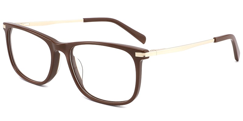 Acetate Metal Rectangle Reading Glasses brown