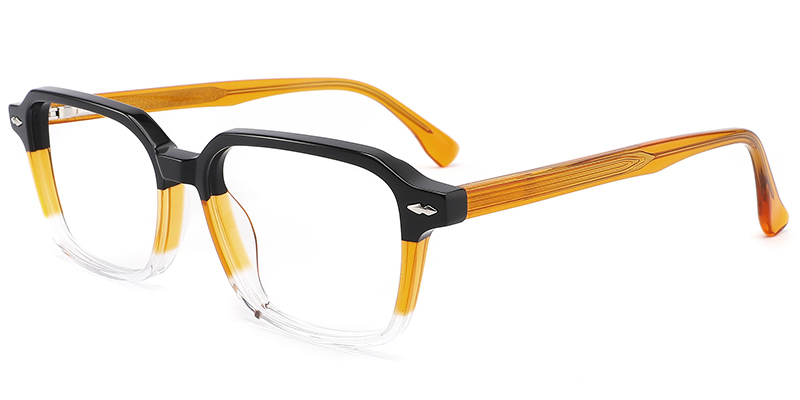 Acetate Rectangle Reading Glasses black-orange