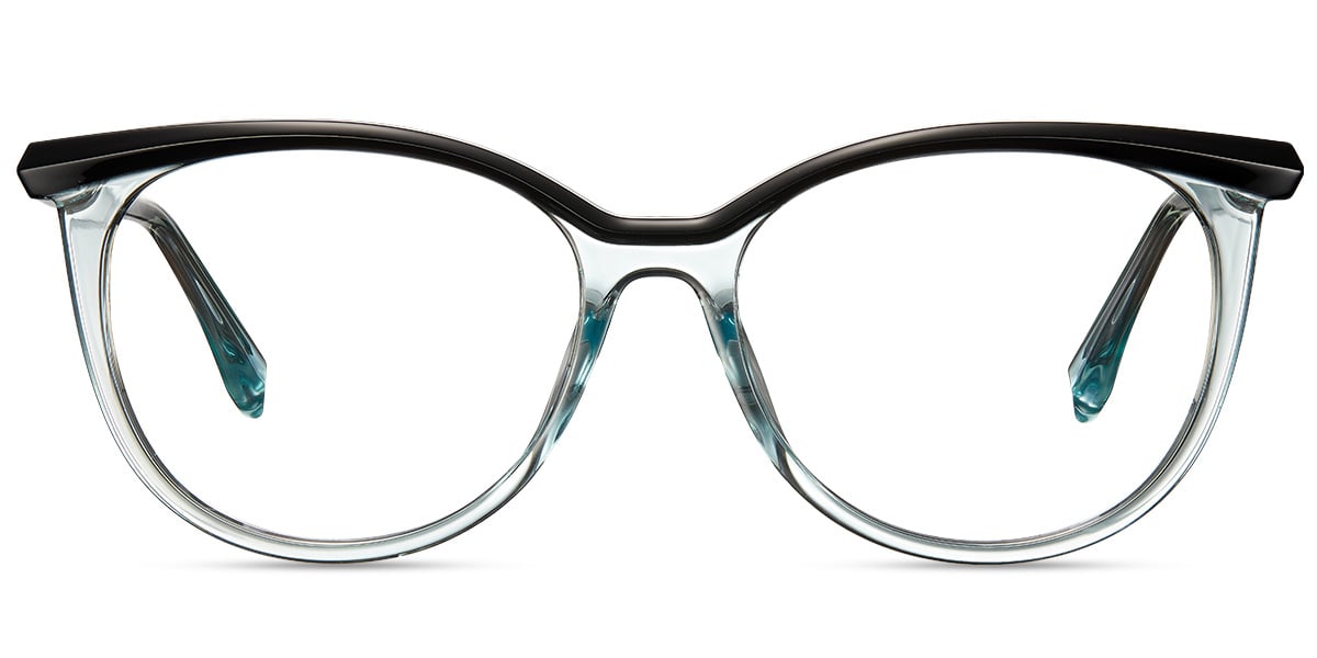 Round Browline Reading Glasses translucent-blue