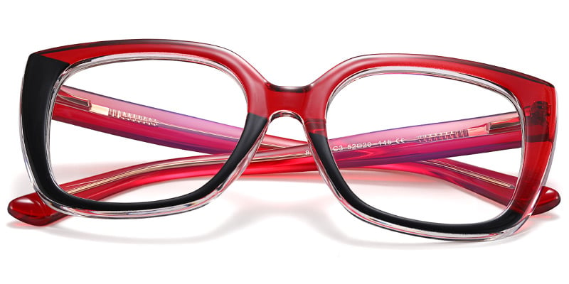 Square Reading Glasses translucent-red