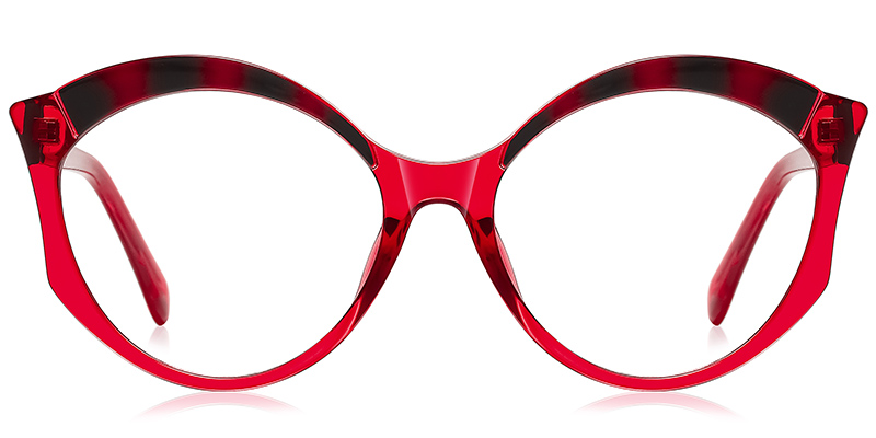 Geometric Reading Glasses translucent-red