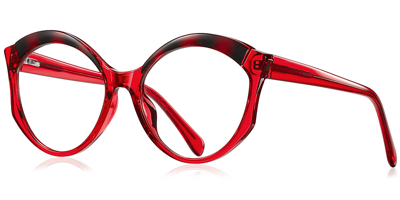 Geometric Reading Glasses translucent-red