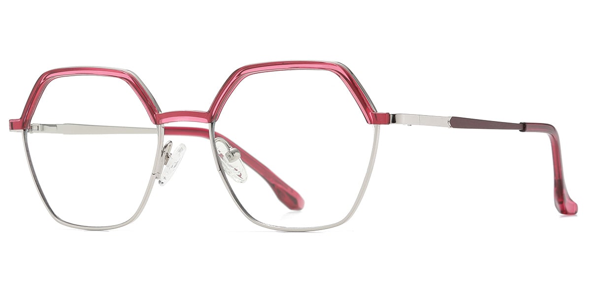 Browline Geometric Reading Glasses translucent-pink
