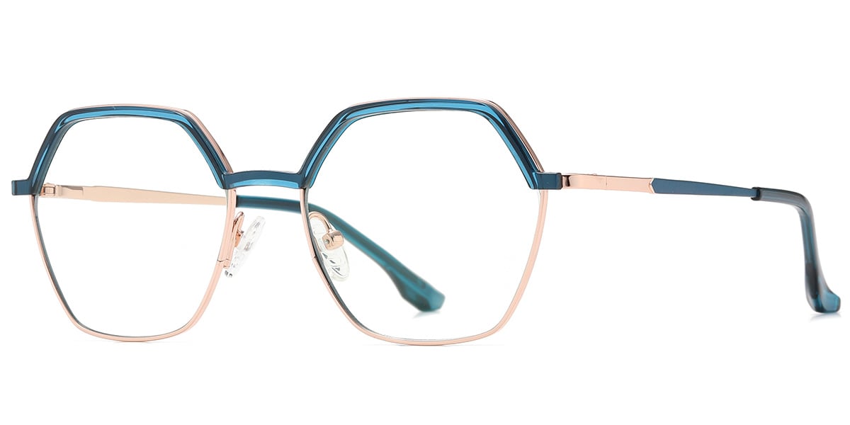 Browline Geometric Reading Glasses translucent-blue