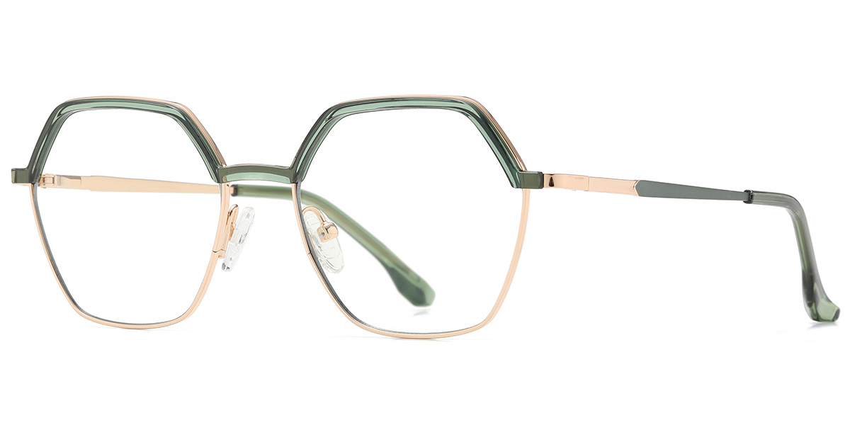 Browline Geometric Reading Glasses translucent-green