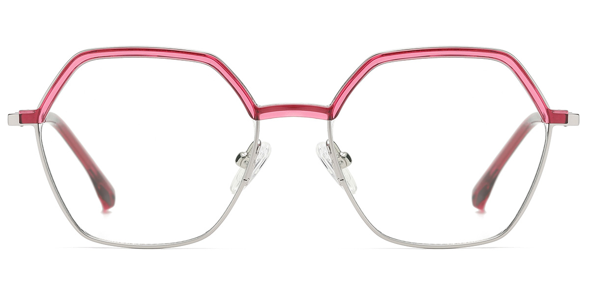 Browline Geometric Reading Glasses translucent-pink