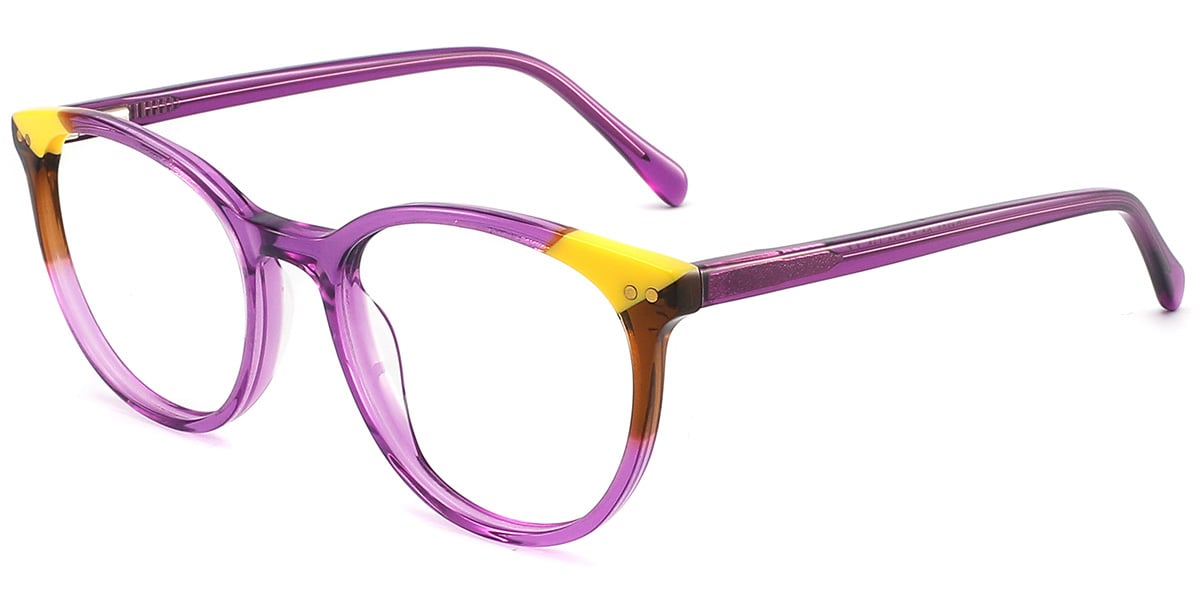 Acetate Round Reading Glasses translucent-purple