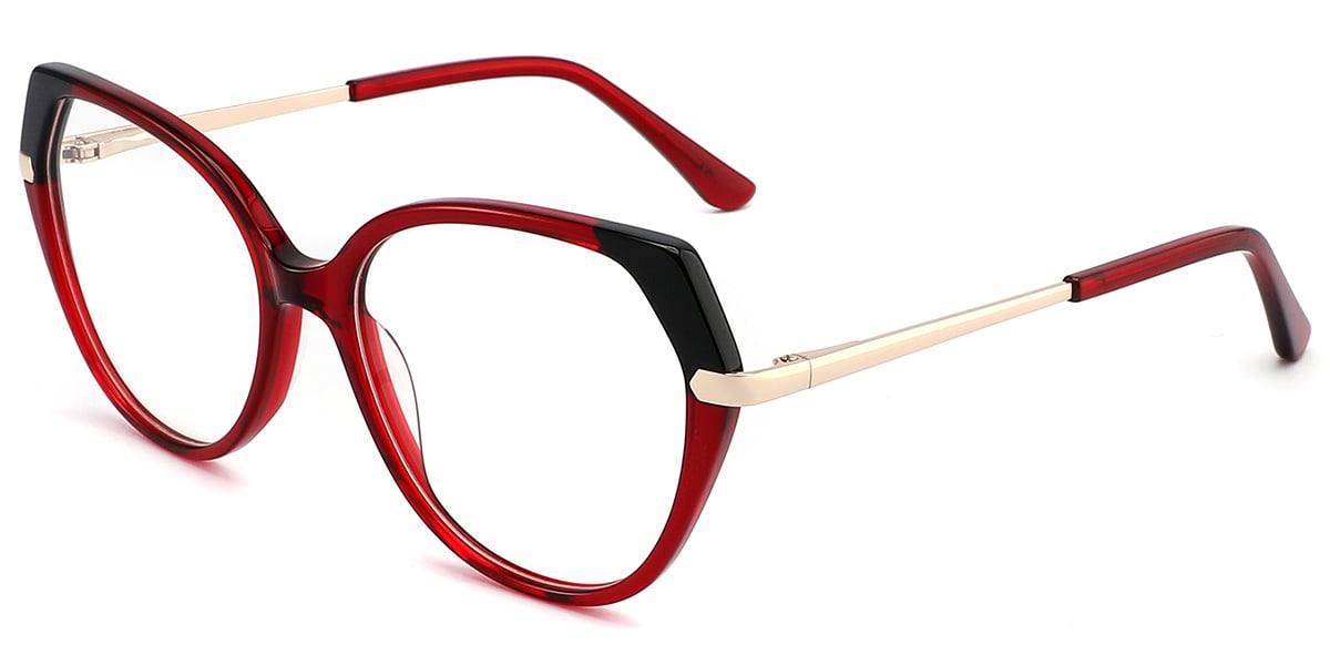 Acetate Geometric Reading Glasses translucent-red