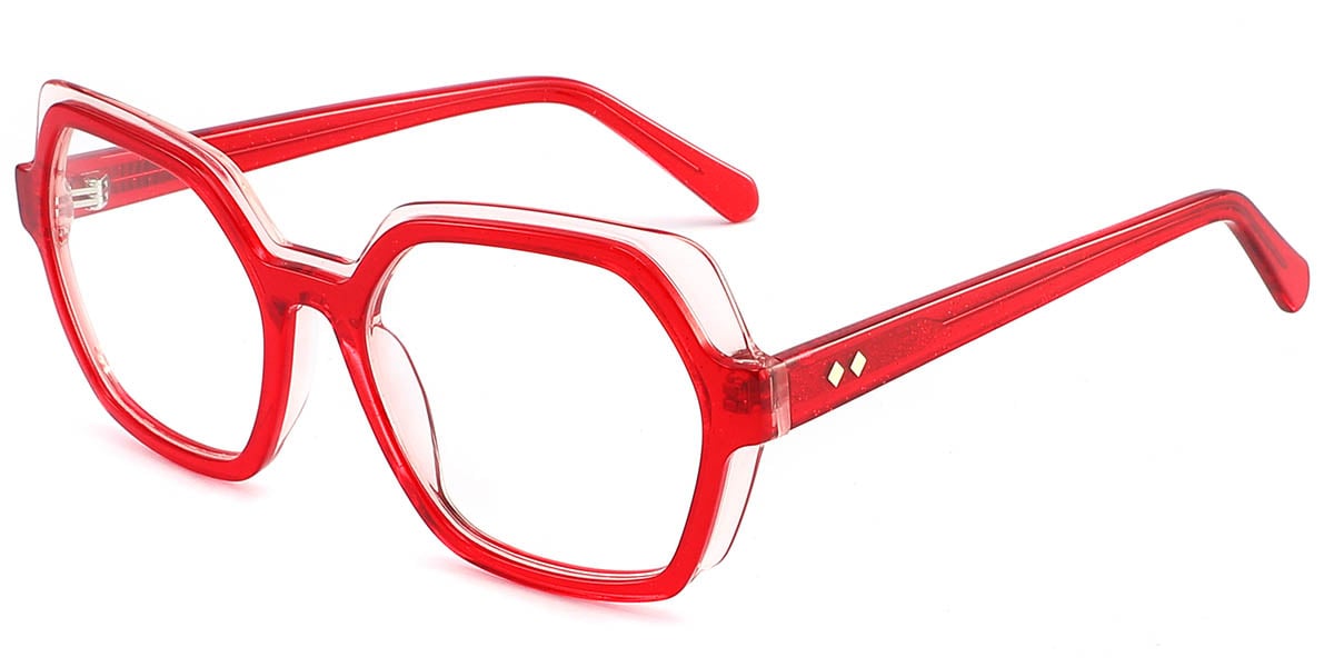 Acetate Geometric Reading Glasses translucent-red