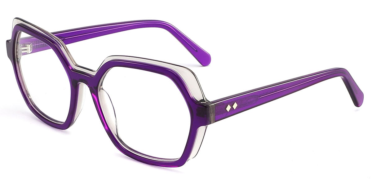 Acetate Geometric Reading Glasses translucent-purple