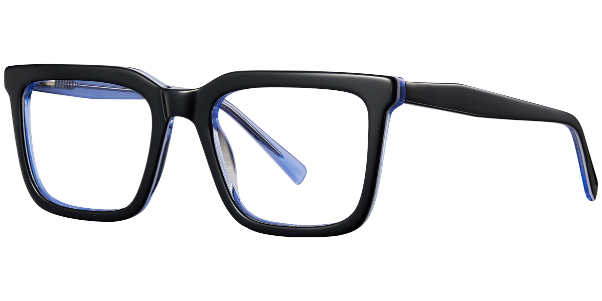Acetate Rectangle Reading Glasses black-blue