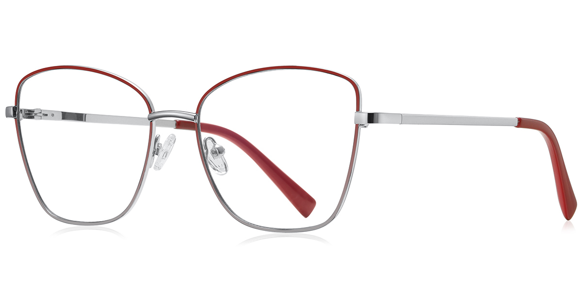 Square Reading Glasses silver-red