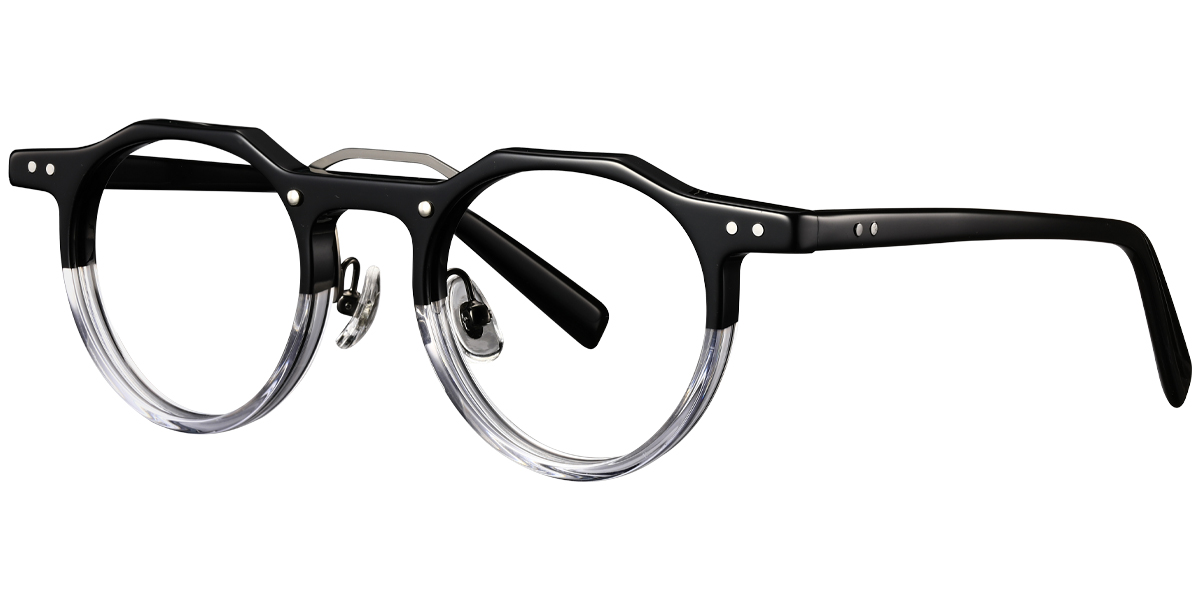 Acetate Geometric Reading Glasses translucent-black