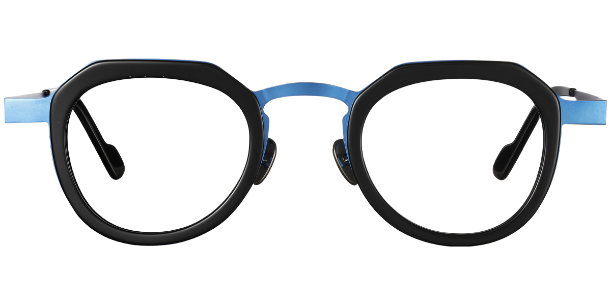 Acetate & Titanium Square Reading Glasses black-blue