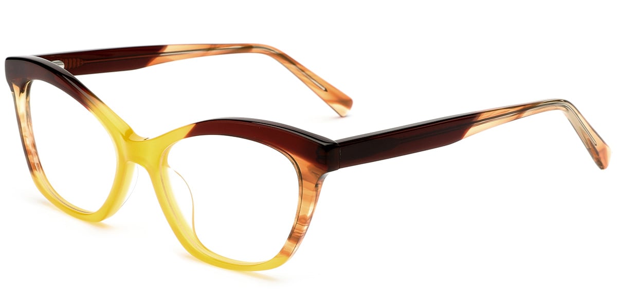 Acetate Cat Eye Reading Glasses pattern-yellow