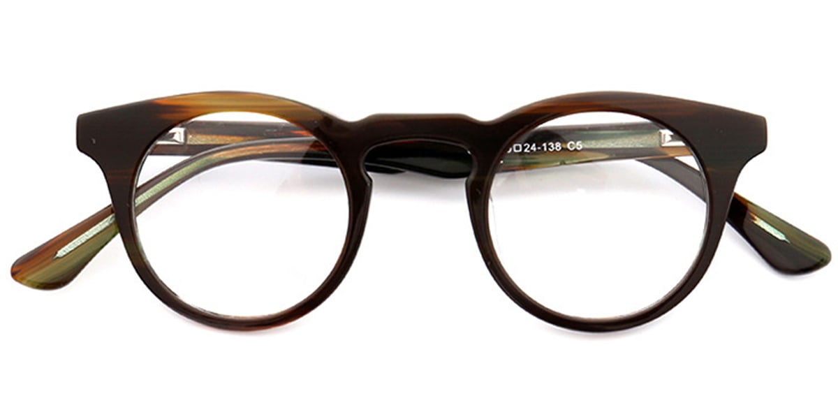 Acetate Round Reading Glasses pattern-brown