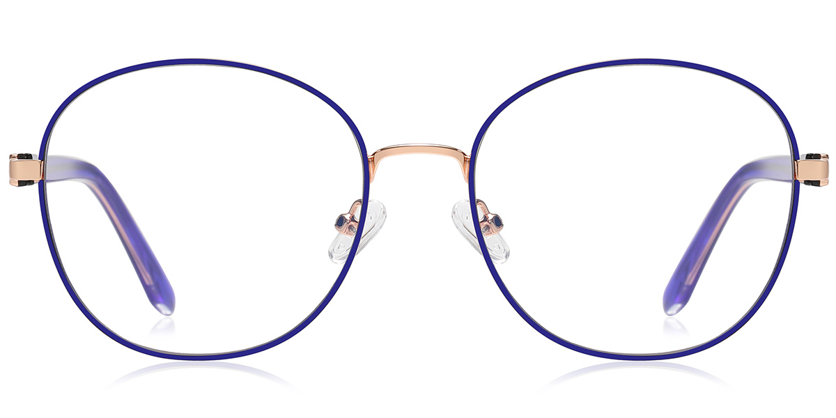 Round Reading Glasses rose_gold-blue