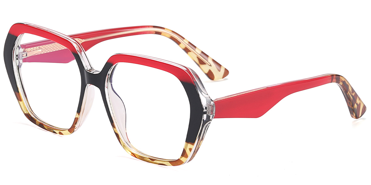 Geometric Reading Glasses pattern-red