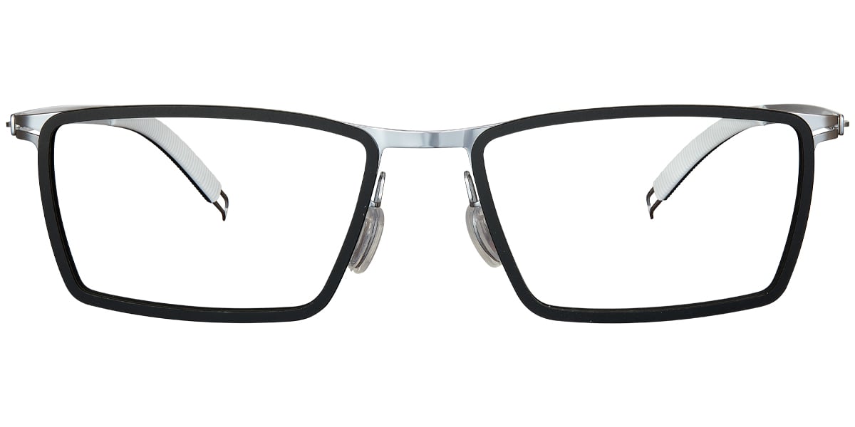 Acetate & Titanium Square Reading Glasses black-silver