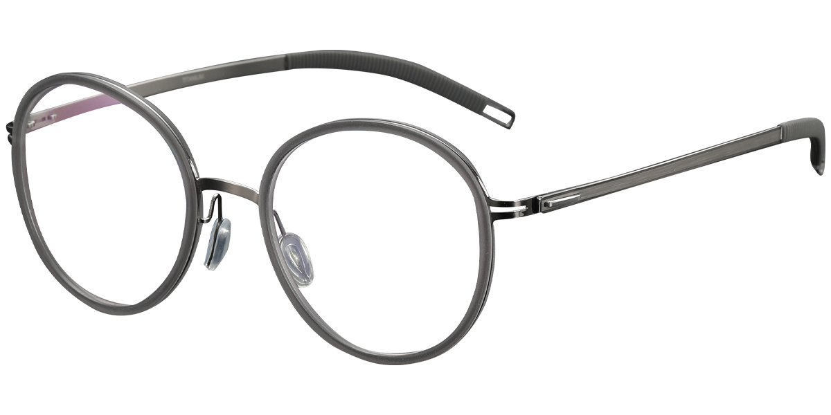 Acetate & Titanium Round Reading Glasses grey