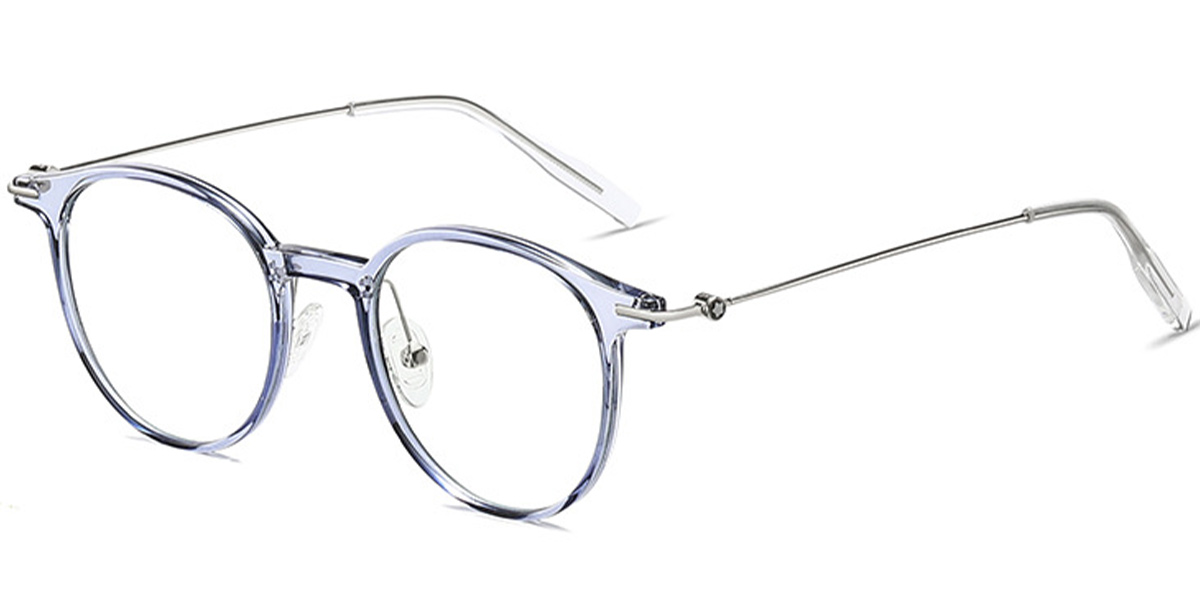Round Reading Glasses translucent-blue