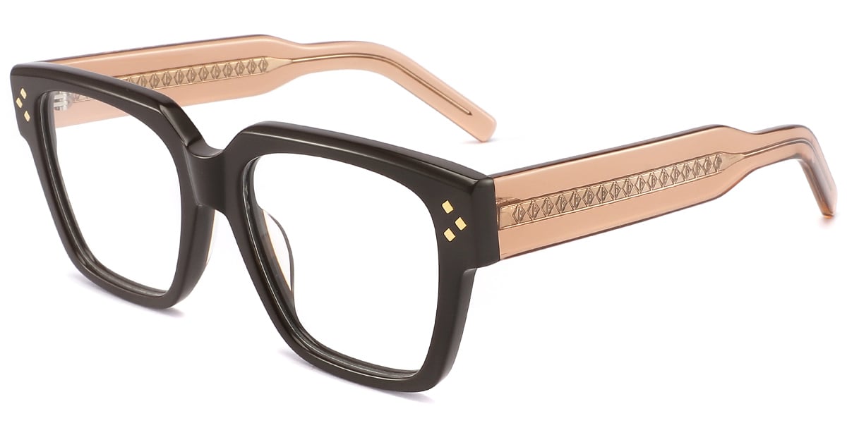 Acetate Square Reading Glasses brown