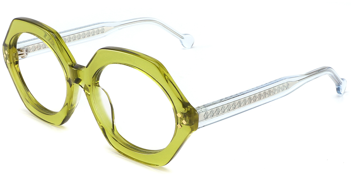 Acetate Geometric Reading Glasses translucent-green