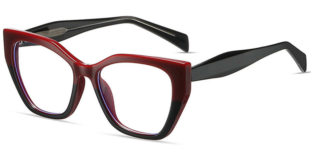 Acetate Geometric Reading Glasses black-red