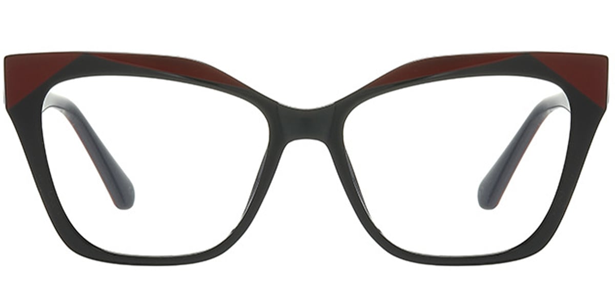 Acetate Square Reading Glasses black-red