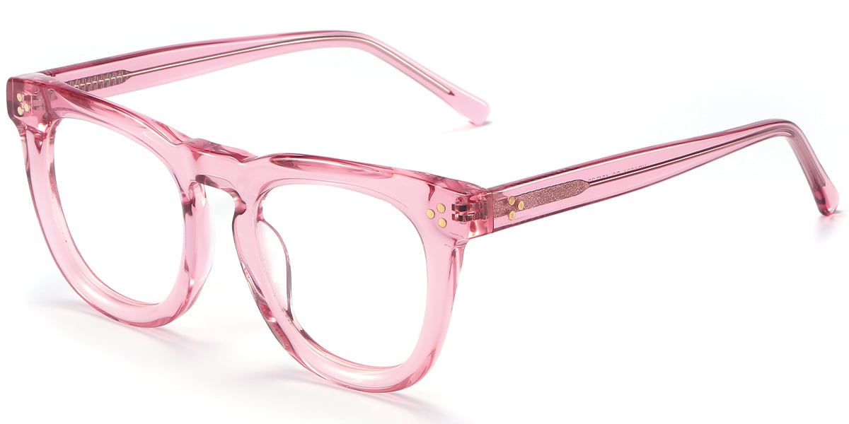 Acetate Square Reading Glasses translucent-pink