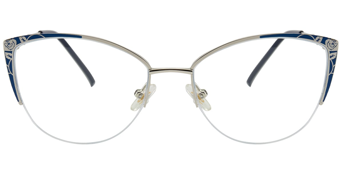 Cat Eye Reading Glasses silver-blue