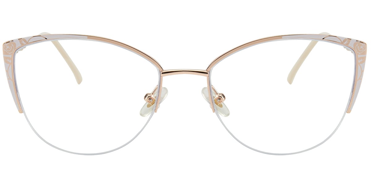 Cat Eye Reading Glasses rose_gold-white