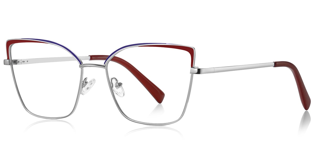 Square Reading Glasses silver-red