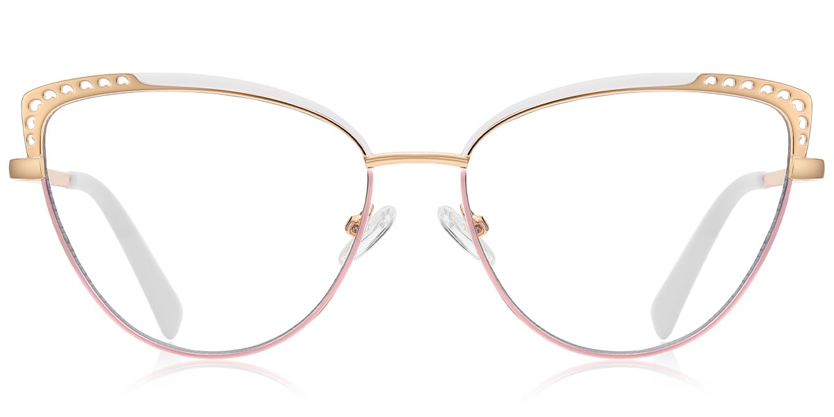 Cat Eye Reading Glasses pattern-white