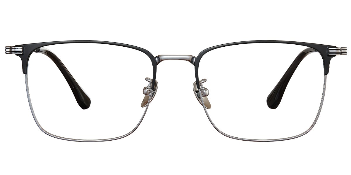 Titanium Rectangle Reading Glasses black-silver