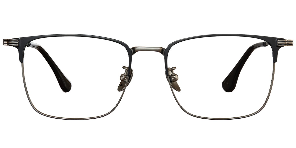 Titanium Rectangle Reading Glasses black-gun_metal