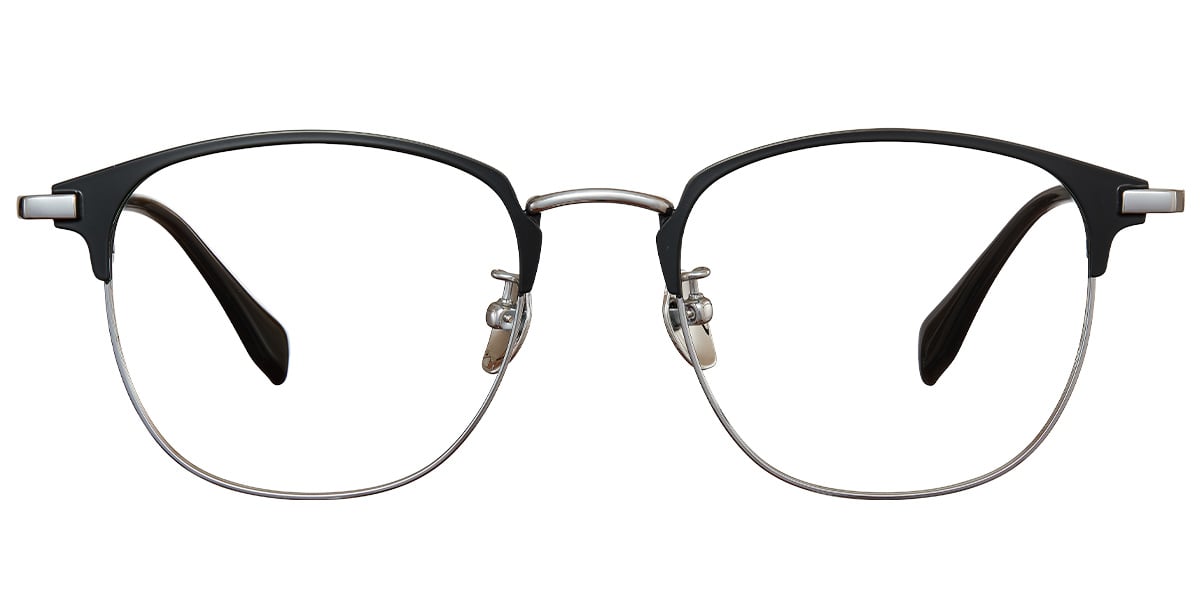 Titanium Square Reading Glasses black-silver