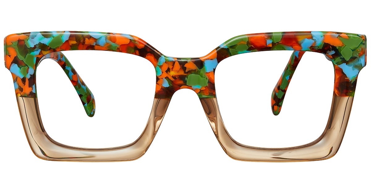 Acetate Square Reading Glasses pattern-orange