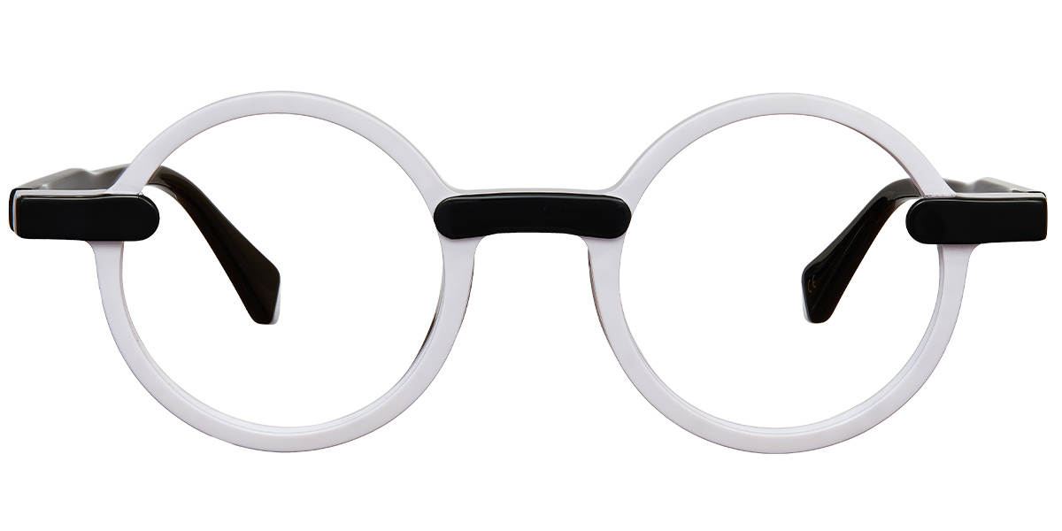 Acetate Round Reading Glasses pattern-white