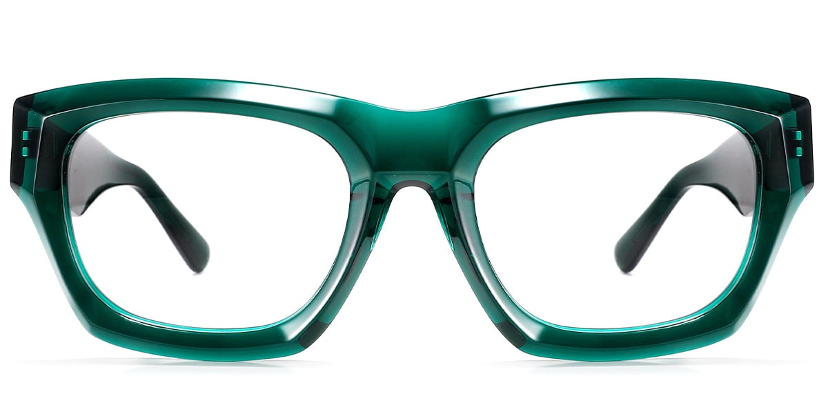 Acetate Square Reading Glasses translucent-green