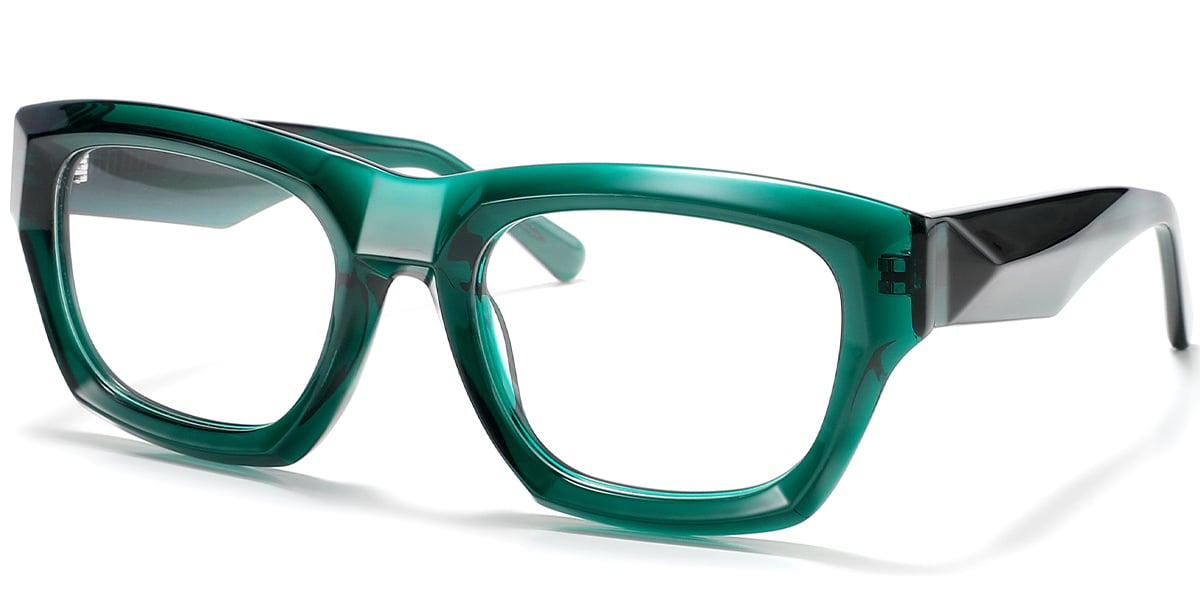 Acetate Square Reading Glasses translucent-green