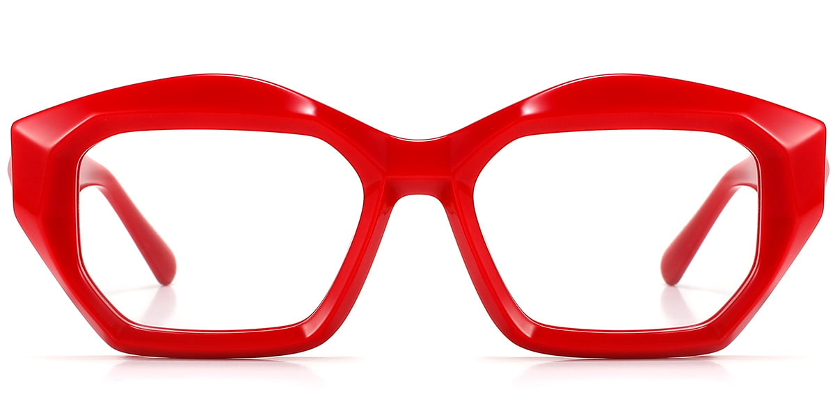 Acetate Square Geometric Reading Glasses red