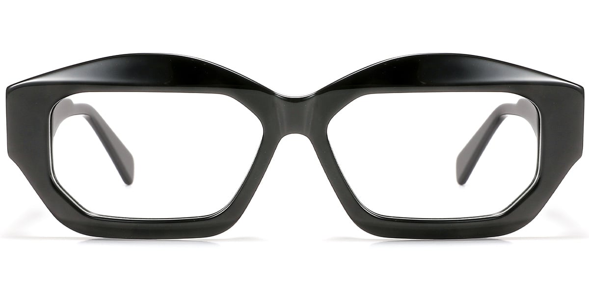 Acetate Rectangle Geometric Reading Glasses black